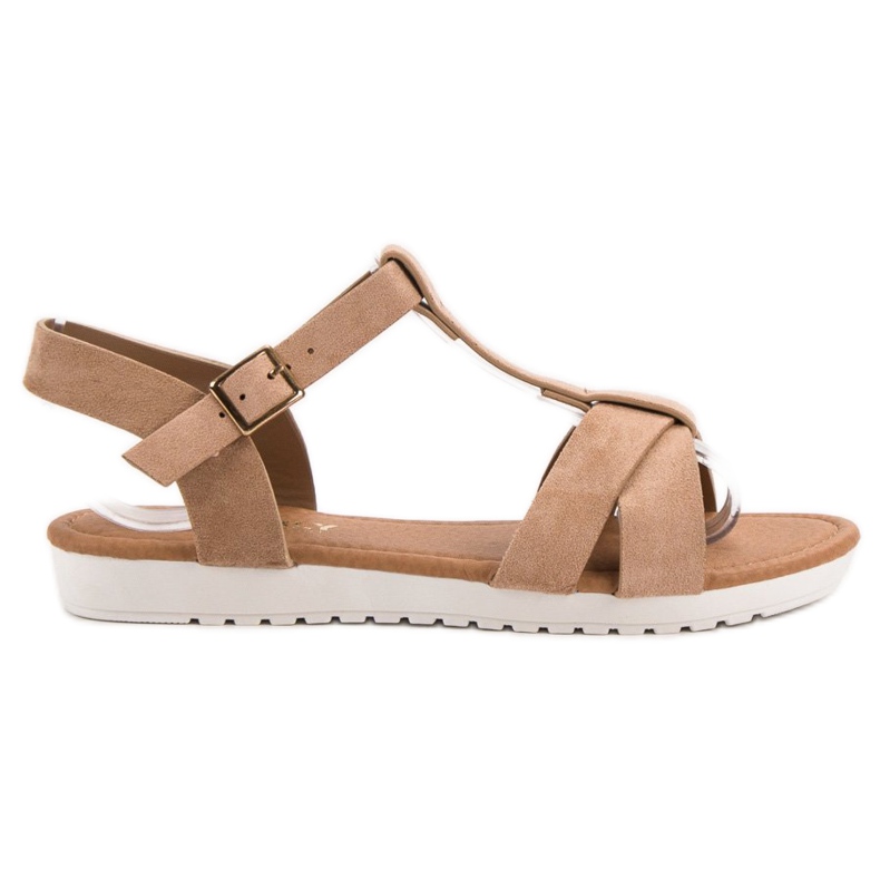 EXQUILY Klasszikus velúr szandál barna