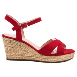Best Shoes Piros szandál az ék Best Shoes Piros szandál az ék
