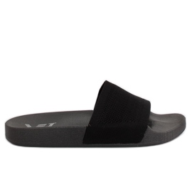 Fekete papucs kötött övvel PT-110 Fekete