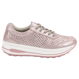 Filippo Brokát bőr cipő rózsaszín