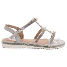 GUAPISSIMA Szandál Gyöngyökkel szürke