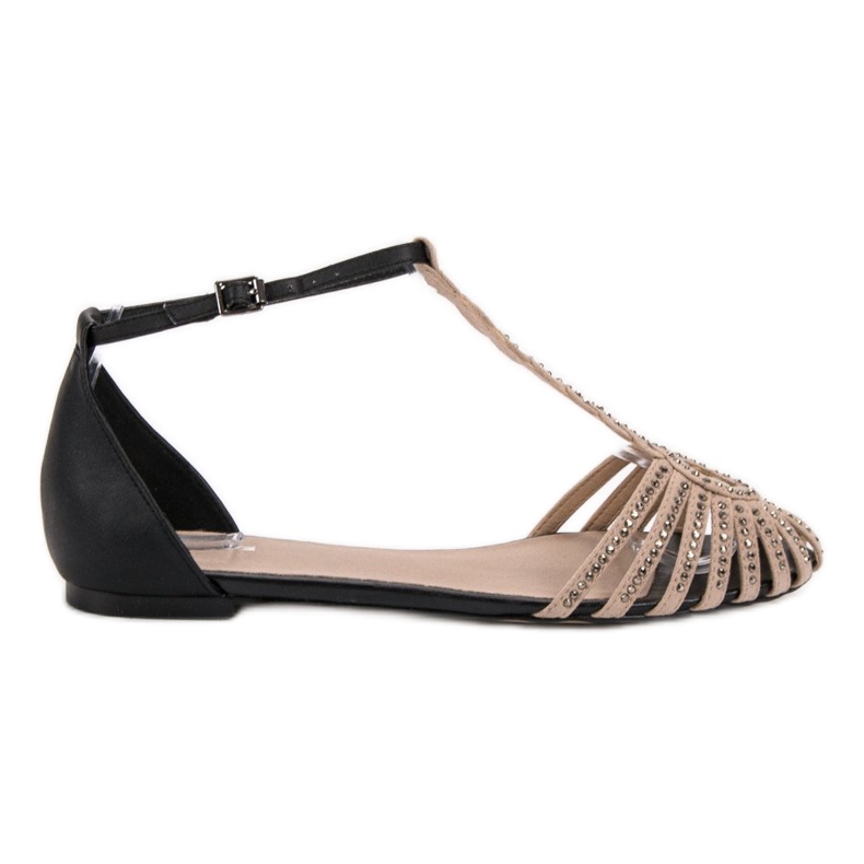 SHELOVET Divatos szandál köbös cirkóniummal fekete barna