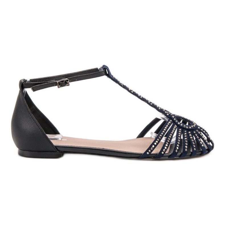 SHELOVET Divatos szandál köbös cirkóniummal fekete kék