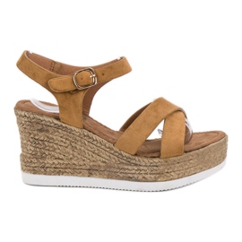 JESSY ROSS Camel Suede szandál barna