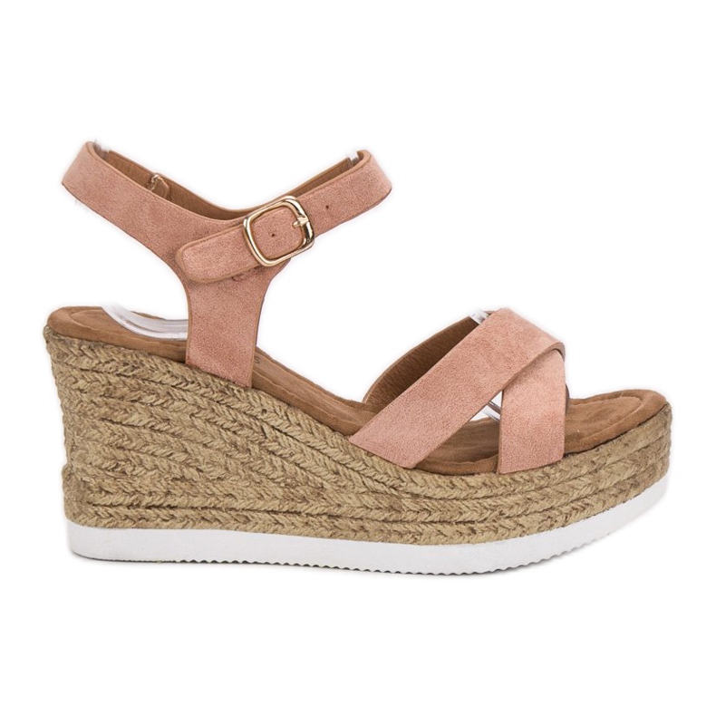 JESSY ROSS Porított velúr szandál rózsaszín