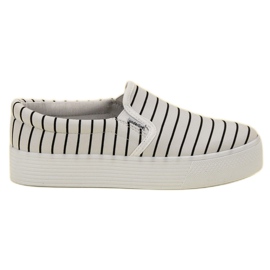 SHELOVET Fehér csíkos sliponok