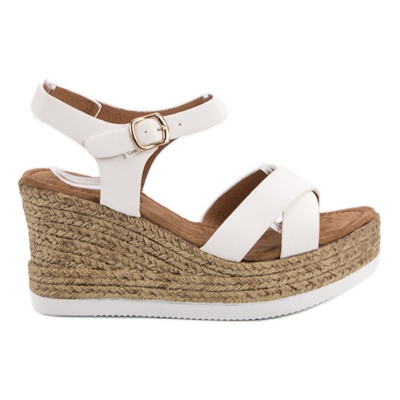 JESSY ROSS Fehér velúr szandál