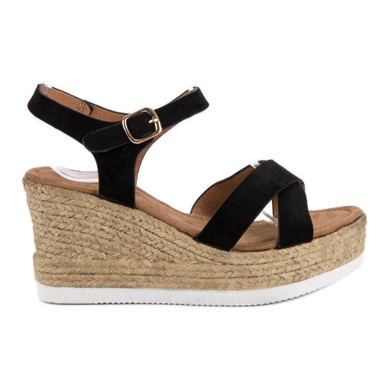 JESSY ROSS Fekete velúr szandál