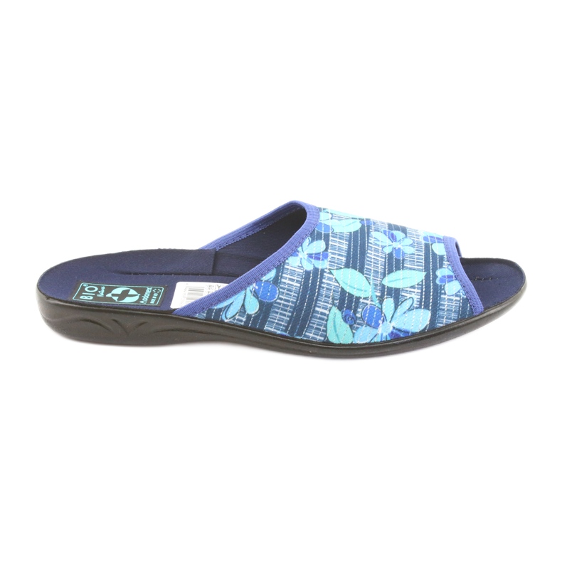 Női papucs virágokkal Adanex 23863 sötétkék kék zöld Női papucs virágokkal Adanex 23863 sötétkék kék zöld