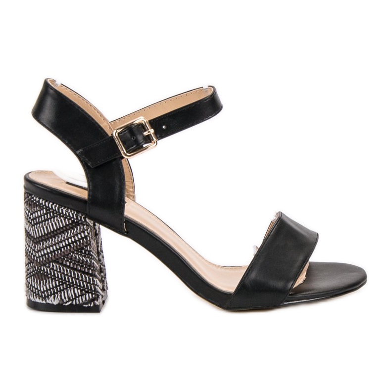SDS Szandál dekoratív sarokkal fekete
