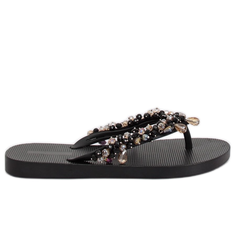 Fekete JH68 Fekete papucs gyöngyökkel