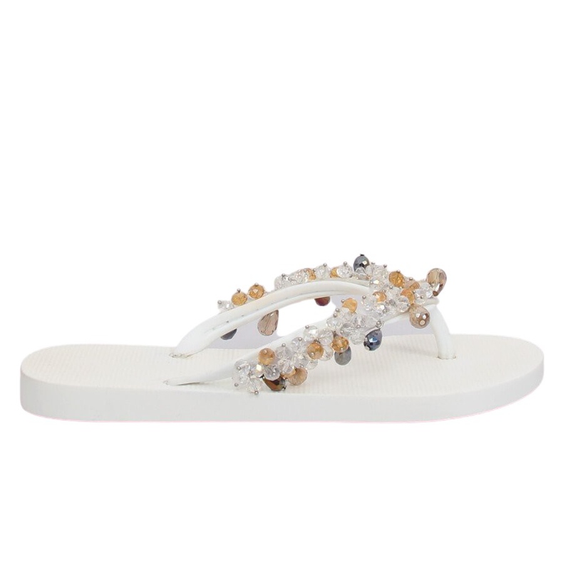 Fehér papucs JH68 fehér gyöngyökkel