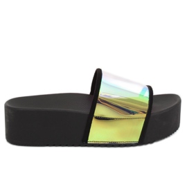 Holografikus fekete CK81P Fekete papucs sárga Holografikus fekete CK81P Fekete papucs sárga