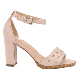 SHELOVET Szandál Strasszokkal barna