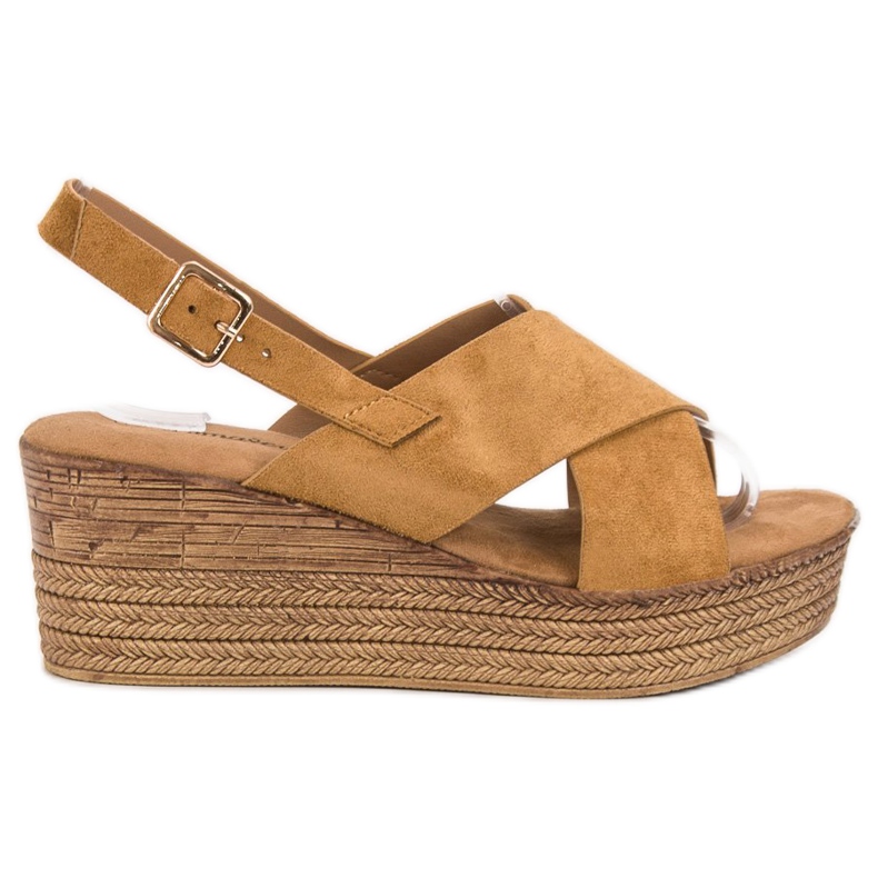 Primavera Camel Wedge szandál barna