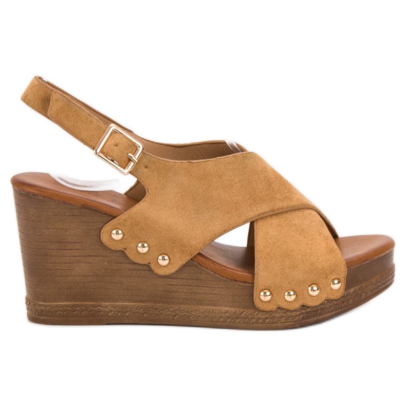 SHELOVET Velúr szandál barna