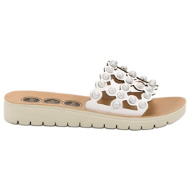 SHELOVET Alkalmi női papucs fehér