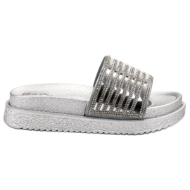 Bello Star Papucs kristályokkal szürke