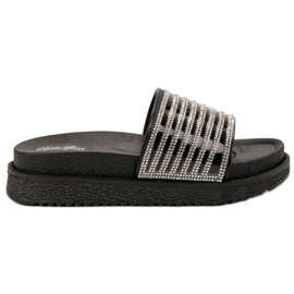 Bello Star Papucs kristályokkal fekete