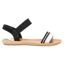 SHELOVET Lapos szandál rugalmas szalaggal fekete