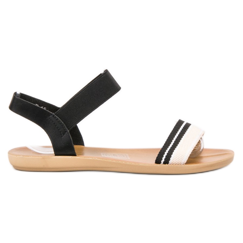 SHELOVET Lapos szandál rugalmas szalaggal fekete