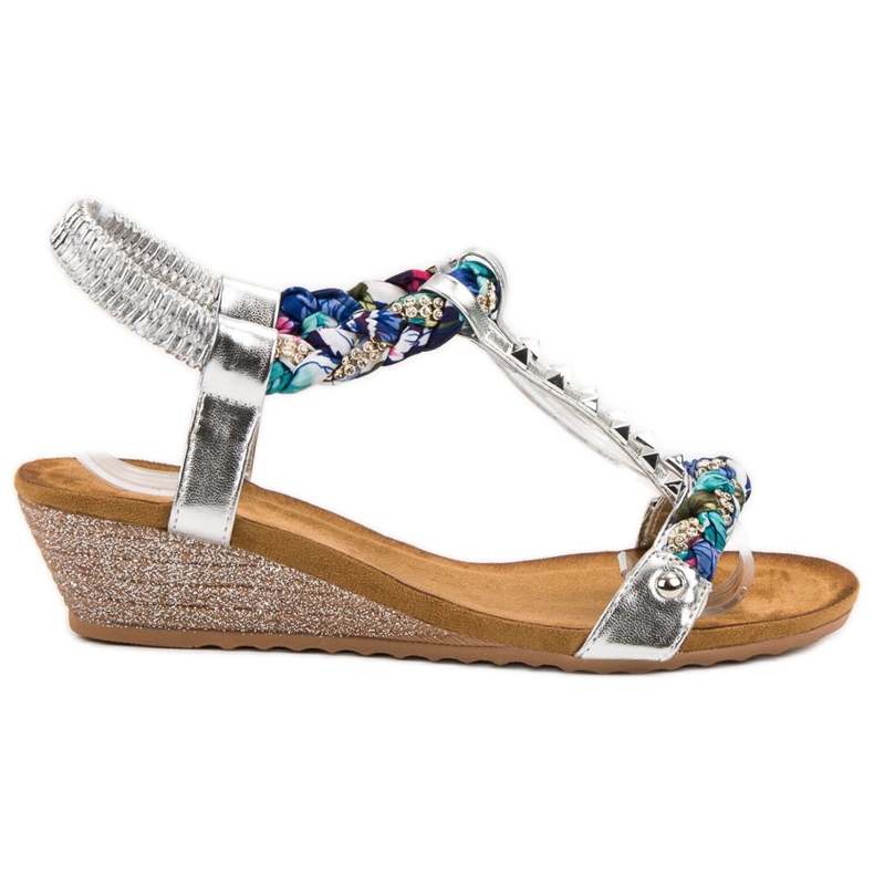 SHELOVET Díszített ék szandál szürke sokszínű