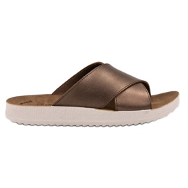 SHELOVET Eco bőr papucs barna SHELOVET Eco bőr papucs barna