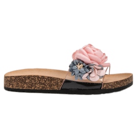 Super Me Papucs virágokkal rózsaszín
