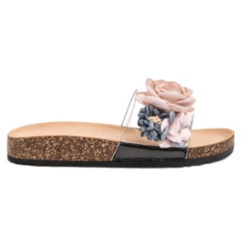 Super Me Papucs virágokkal barna sokszínű Super Me Papucs virágokkal barna sokszínű