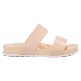 Laura Mode Bézs gumi papucs