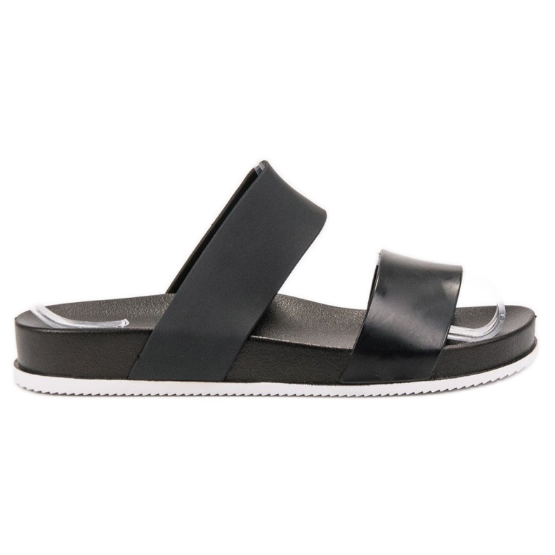 Laura Mode Fekete gumi papucs