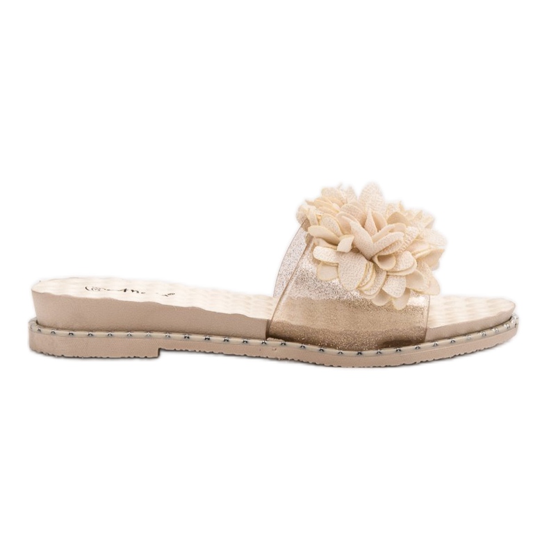 Anesia Paris Gumi papucs virágokkal barna