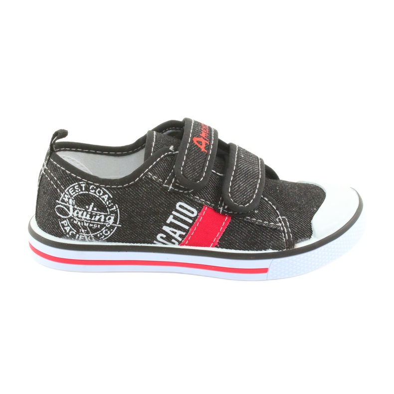 American Club fekete farmer tépőzáras cipők fehér piros