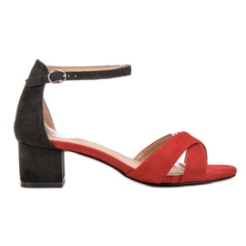 Best Shoes Stílusos magas sarkú szandál fekete piros Best Shoes Stílusos magas sarkú szandál fekete piros