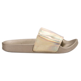 Small Swan Divatos arany papucs bézs