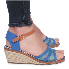 Kék szandál a Monro alacsony ék sarkán