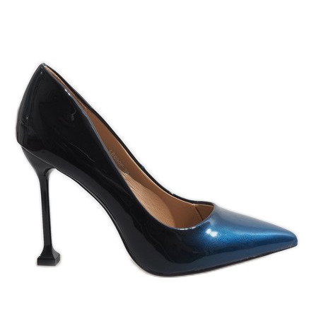 Navy blue lakkozott LE030P sarok kék