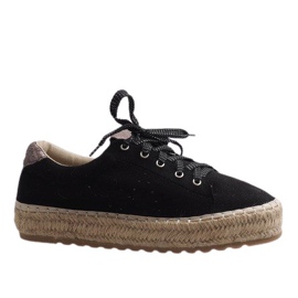 Fekete BB01P fűzött espadrillák