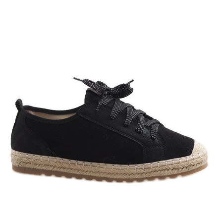 Fekete BB02P fűzött espadrilles