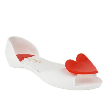 Fehér melissa gumi balerinák szívvel KM121-15