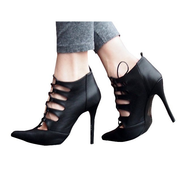 Gazdagon díszített magas szandál 11033-1 fekete