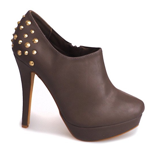 Elegáns csizma magas sarkú 8860P Khaki színben