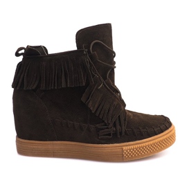 Ékcipő rojtokkal Boho F3 Green zöld