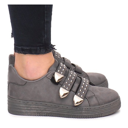 Cipők tépőzáras flitterekkel AB-3 szürke