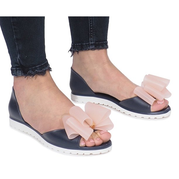 Meliski Flower City sötétkék szandál rózsaszín