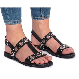 Fekete lapos szegecselt Saint