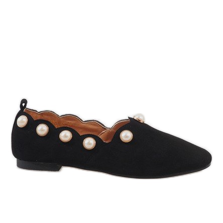 Fekete balerinák gyöngyökkel 588C-12A Fekete balerinák gyöngyökkel 588C-12A