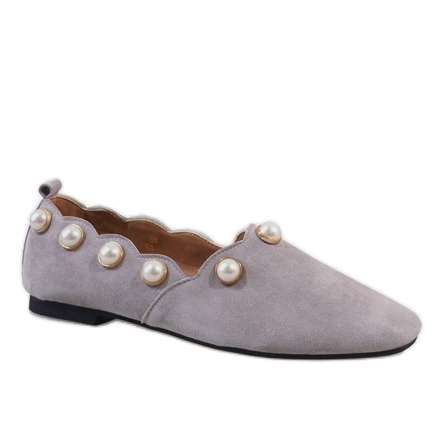 Fekete balerinák gyöngyökkel 588C-12A szürke