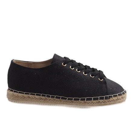 Fekete fűzős espadrilles 831-1