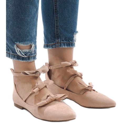 Rózsaszín fűzős balerinák G-47 íjjal